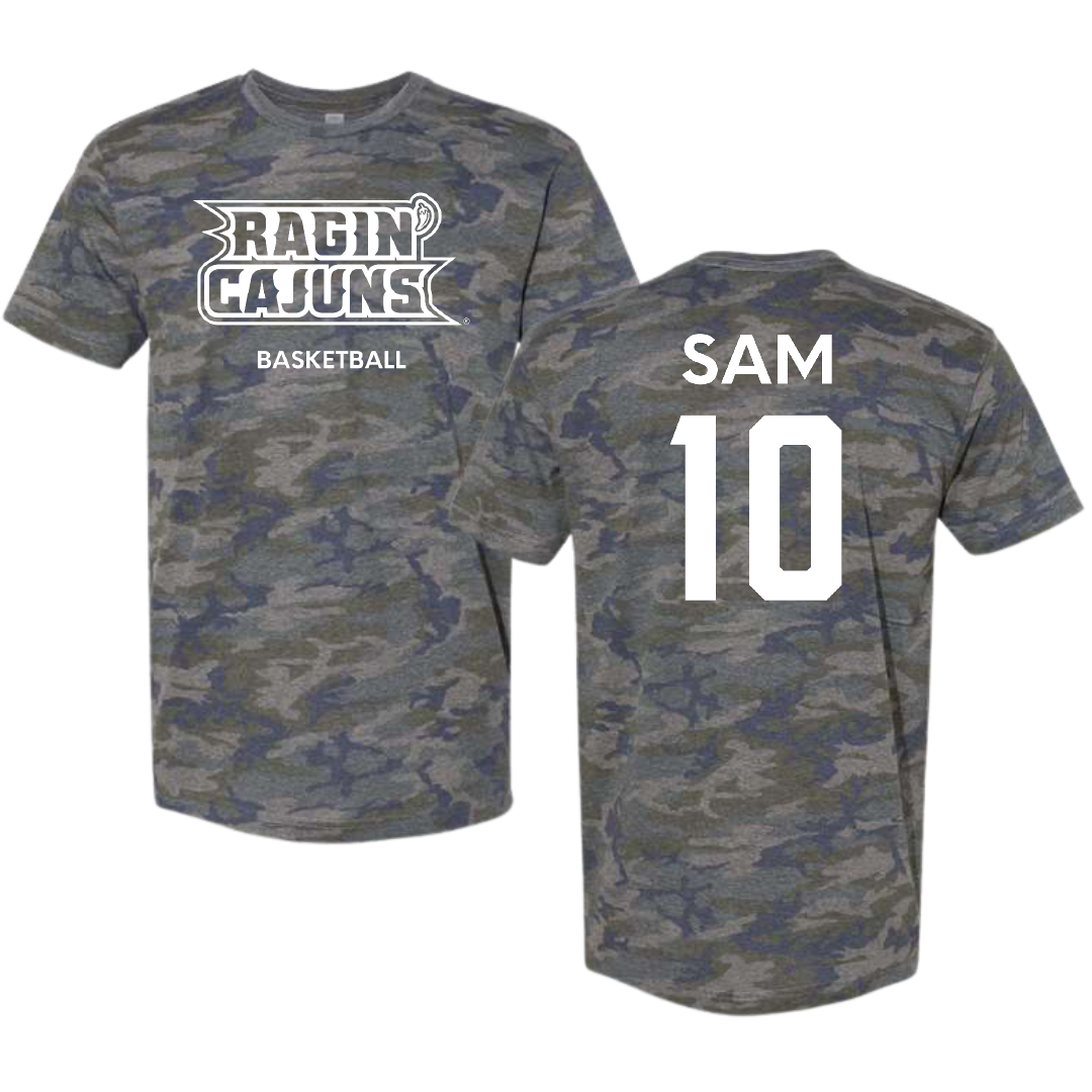 University of Louisiana at Lafayette Basketball (W) Vintage Camo Tee - #10 Aasia Sam