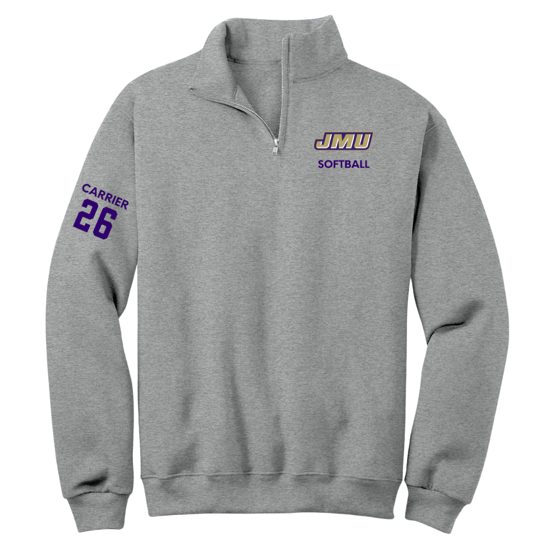 James Madison University Softball Sport Gray Quarter-Zip - #26 Kate Carrier