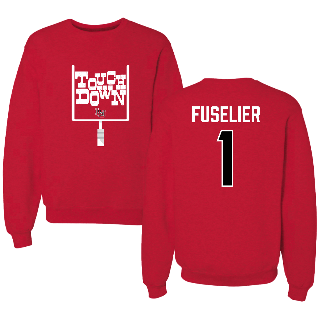Lamar University Football Red Touchdown Crewneck - #1 Kyndon Fuselier