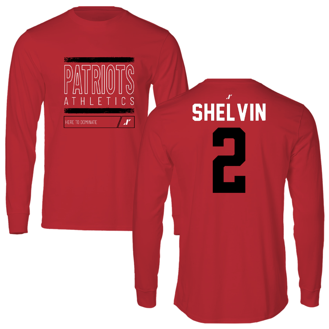 Dallas Baptist University Basketball Red Dominate Performance Long Sleeve - #2 Jaden Shelvin