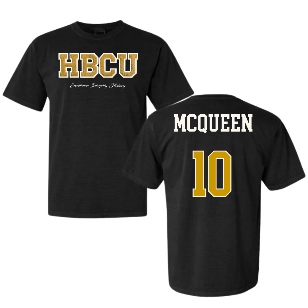Alabama State University Volleyball (W) Black HBCU Varsity Comfort Colors Tee - #10 Madisynne McQueen