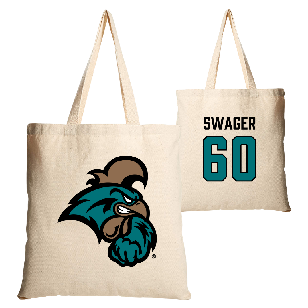 Coastal Carolina University Football Tan Canvas Tote Bag - #60 Mike Swager