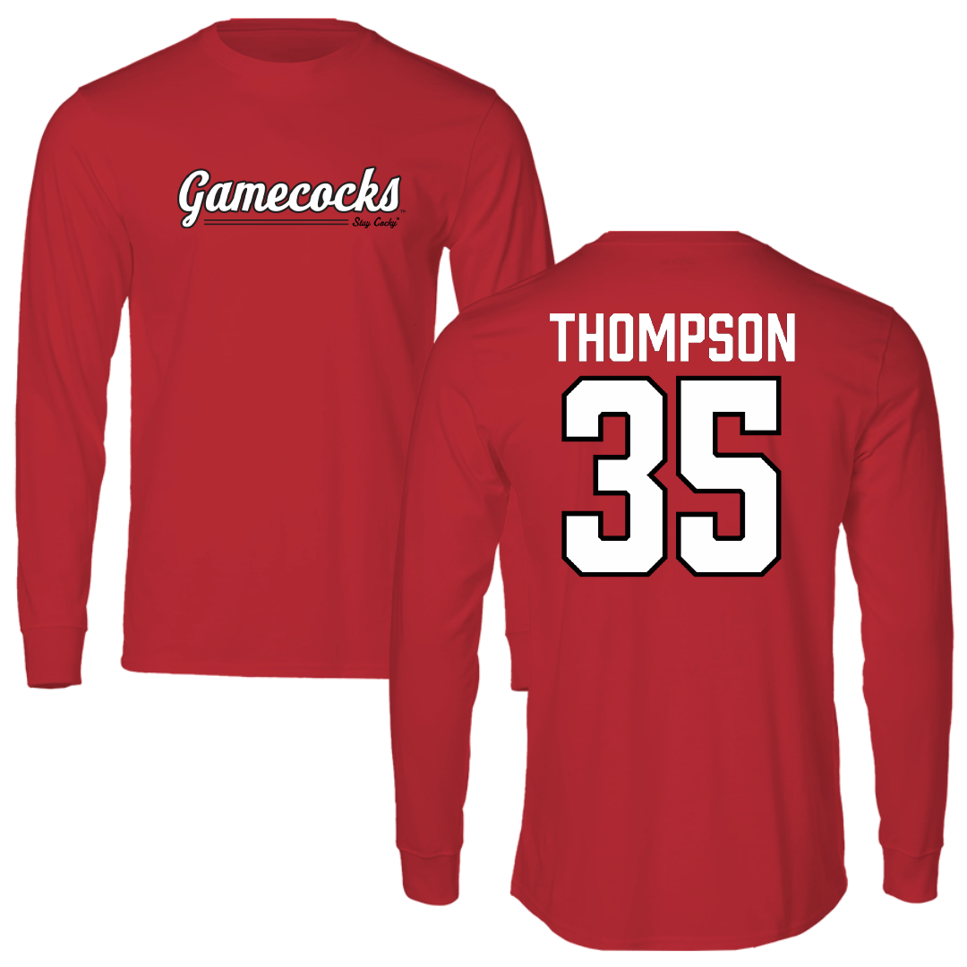 Jacksonville State University Football Red General Performance Long Sleeve - #35 Aidan Thompson