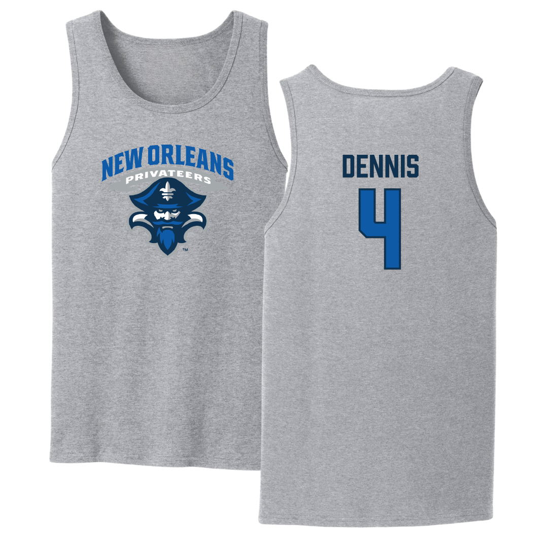 University of New Orleans Baseball Sport Gray Tank Top - #4 Cortez Dennis