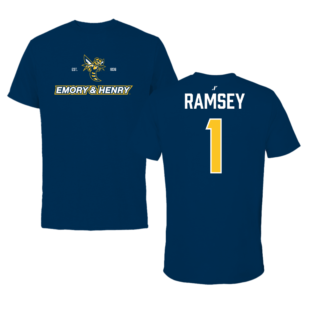 Emory & Henry College Basketball (W) Navy General Performance Tee - #1 Lyndie Ramsey
