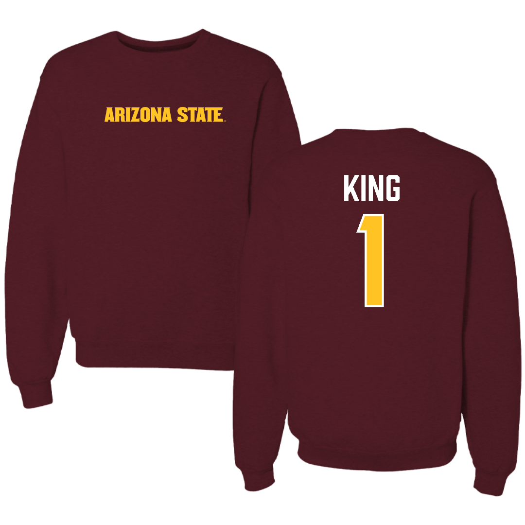 Arizona State University Baseball Maroon Crewneck - #1 Matt King
