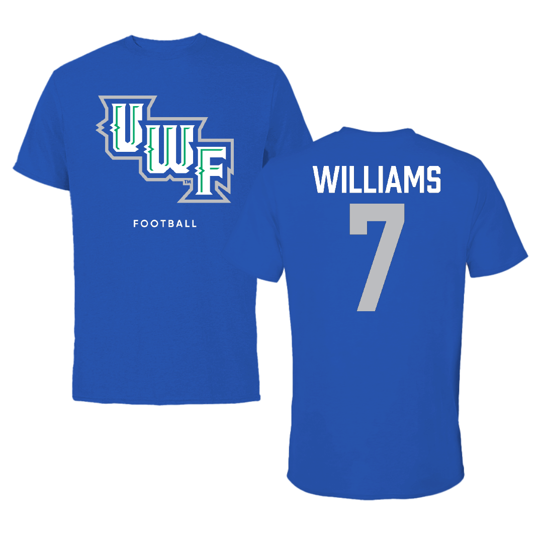 University of West Florida Football Blue Tee - #7 Justice Williams