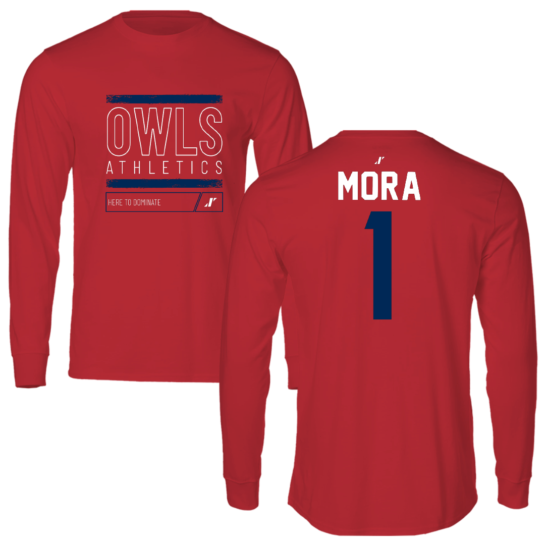 Florida Atlantic University Softball Red Dominate Performance Long Sleeve - #1 Jesiana Mora
