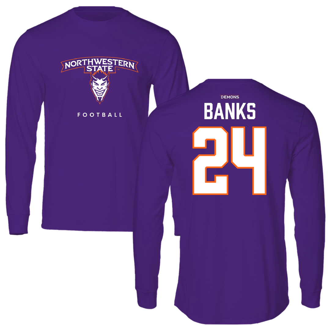 Northwestern State University Football Purple Long Sleeve - #24 Brian Banks