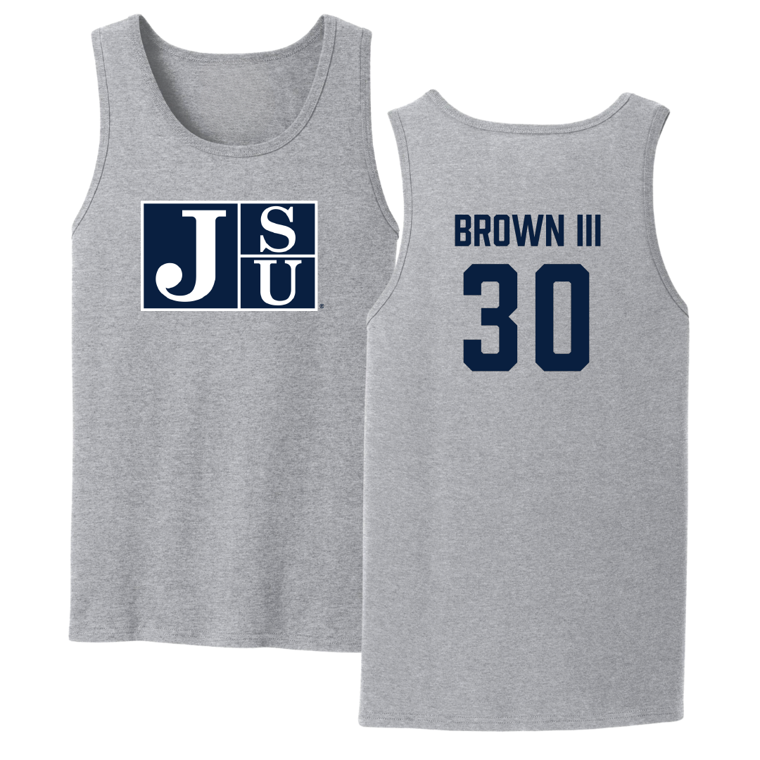 Jackson State University Football Sport Gray Tank Top - #30 John Brown III
