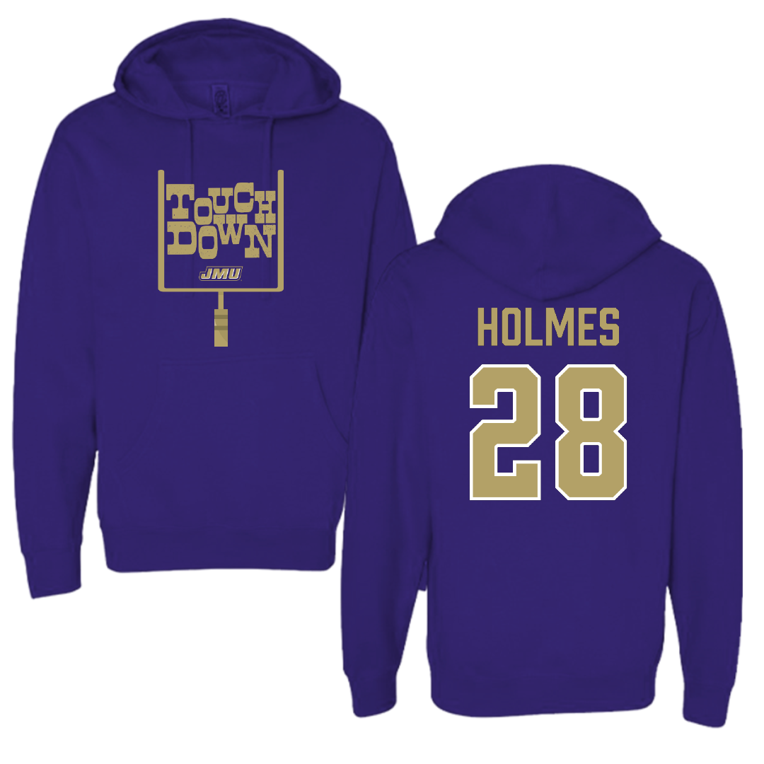 James Madison University Football Purple Touchdown Hoodie - #28 Kye Holmes