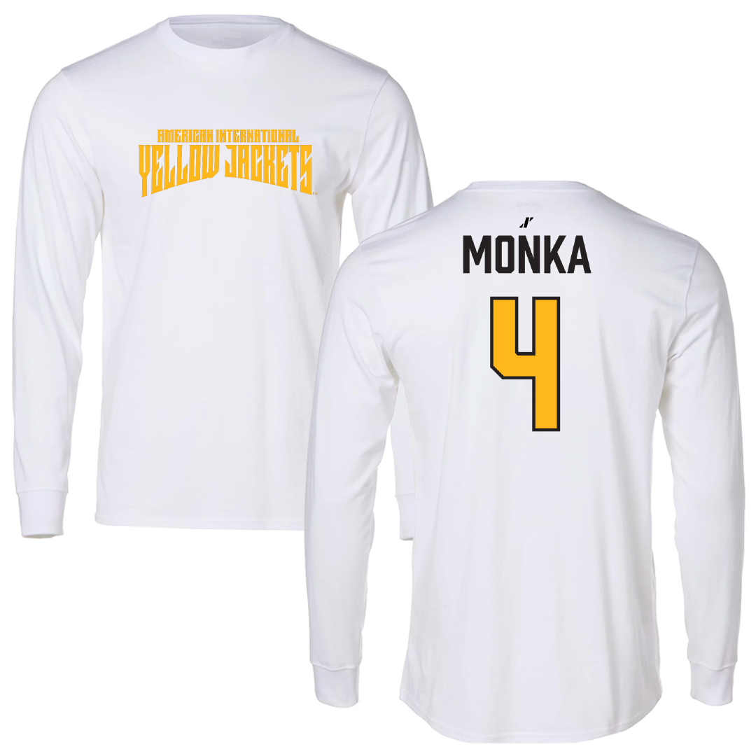 American International College Basketball White Classic Performance Long Sleeve - #4 Eden Monka