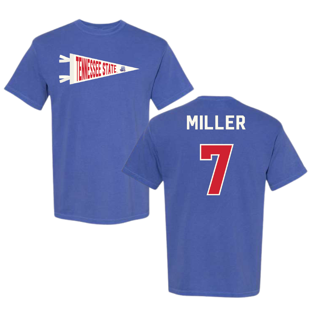Tennessee State University Volleyball Blue Pennant Comfort Colors Tee - #7 Maygan Miller