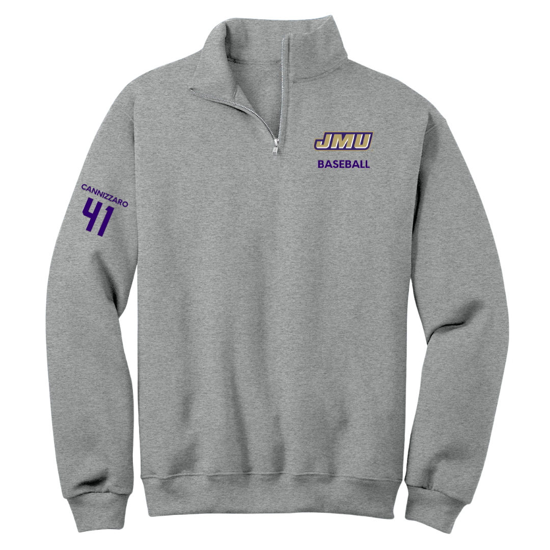 James Madison University Baseball Sport Gray Quarter-Zip - #41 Jack Cannizzaro