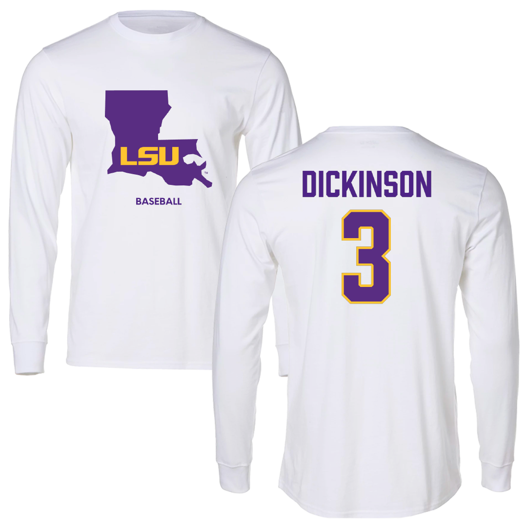 Louisiana State University Baseball White Long Sleeve - #3 Daniel Dickinson