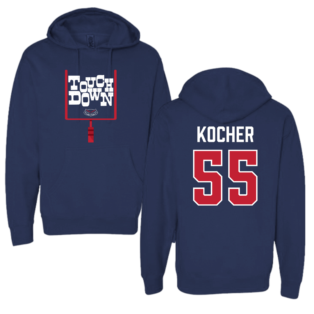 Florida Atlantic University Football Navy Touchdown Hoodie - #55 Alexander Kocher