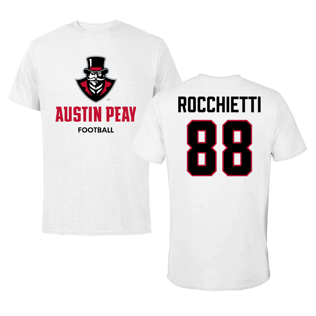Austin Peay State University Football White Performance Tee - #88 Corey Rocchietti