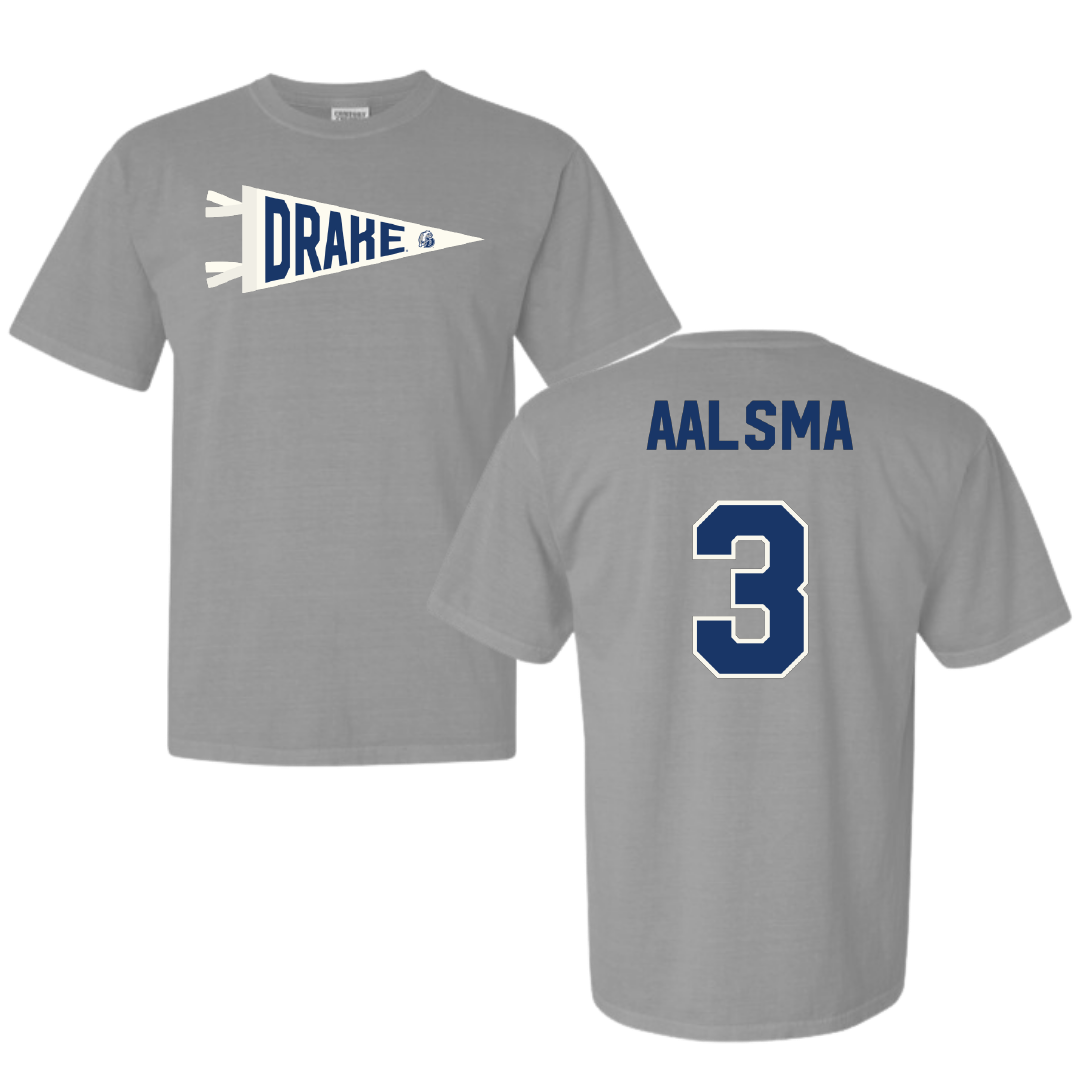 Drake University Basketball Light Gray Pennant Comfort Colors Tee - #3 Abbie Aalsma