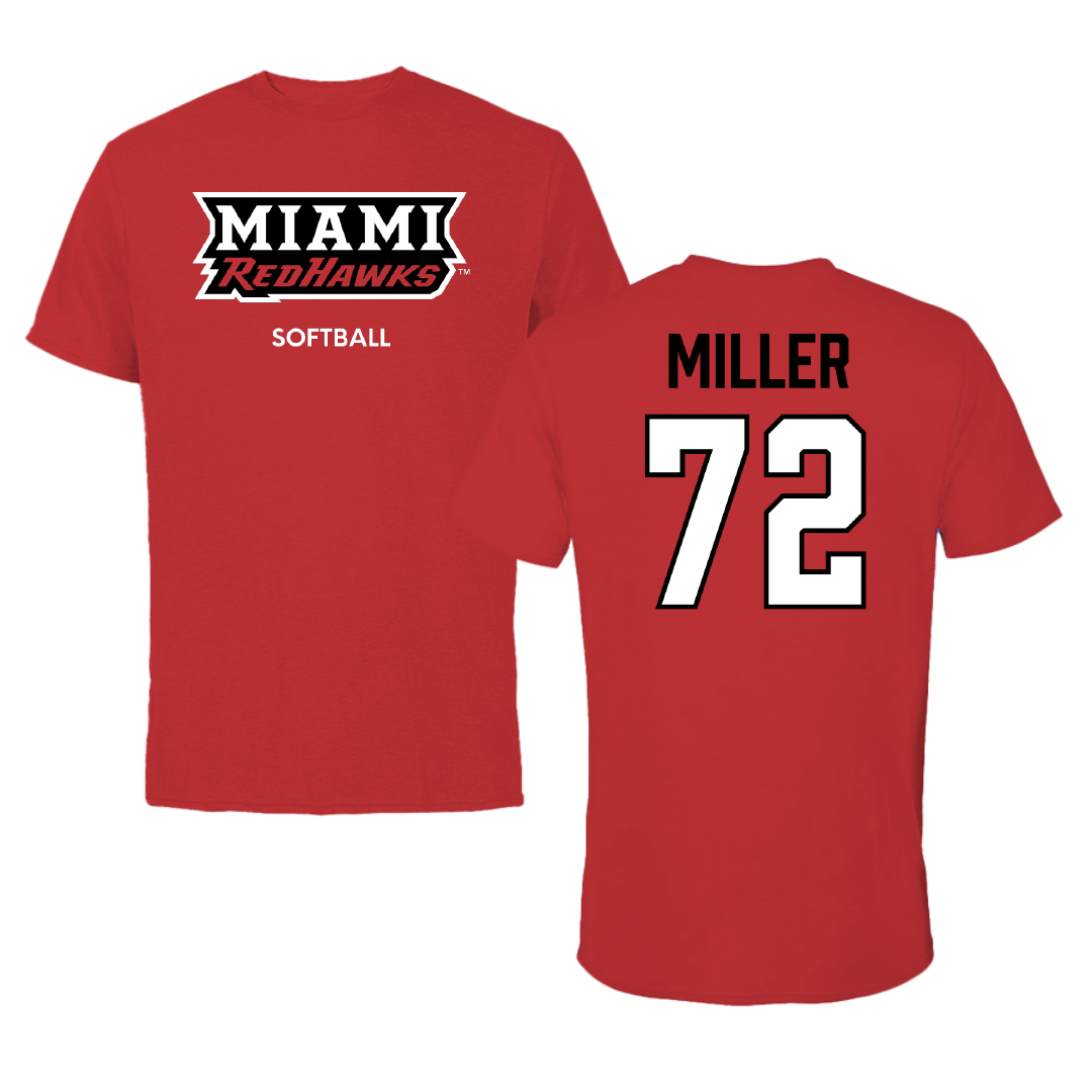 Miami University (Ohio) Softball Red Tee - #72 Lindsey Miller