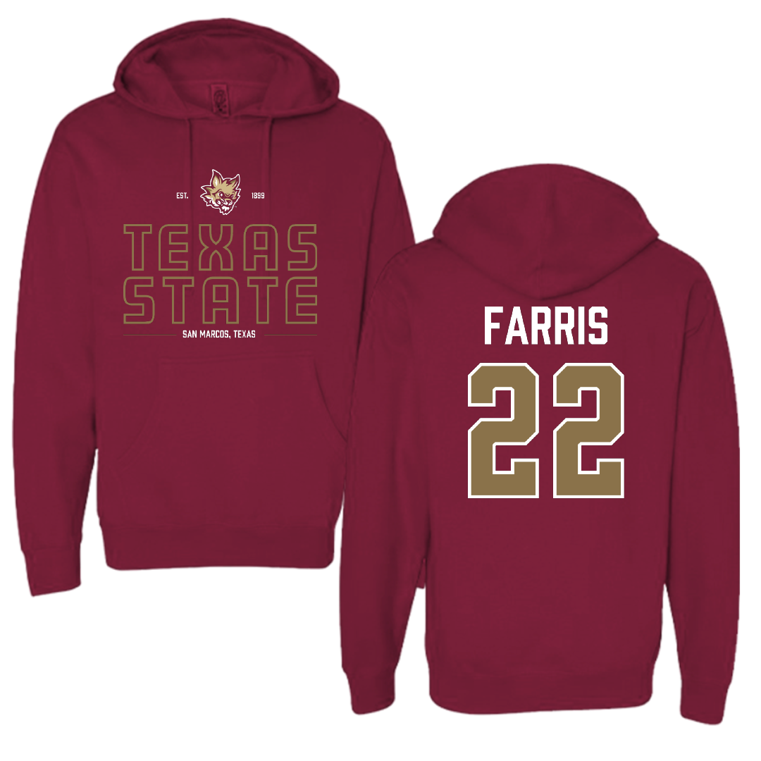 Texas State University Baseball Maroon General Hoodie - #22 Ethan Farris