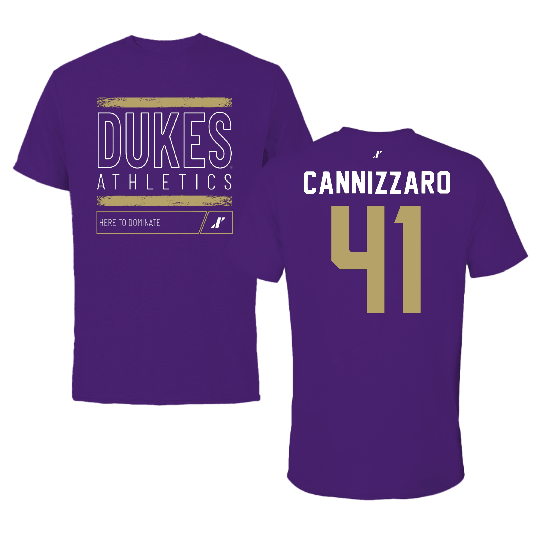 James Madison University Baseball Purple Dominate Performance Tee - #41 Jack Cannizzaro