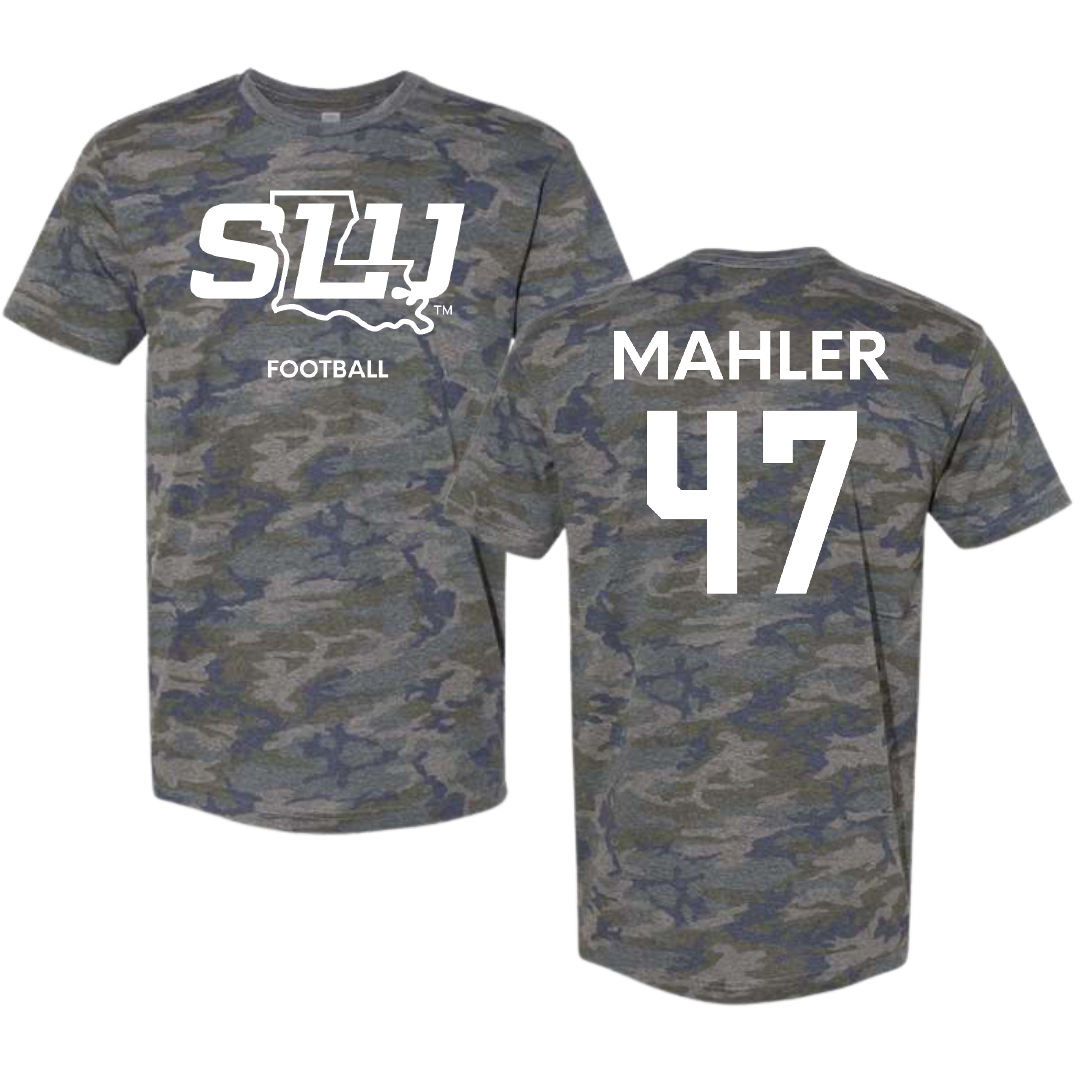 Southeastern Louisiana University Football Vintage Camo Tee - #47 Alec Mahler