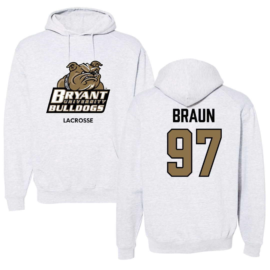 Bryant University Lacrosse (M) Light Gray Hoodie - #97 Cole Braun