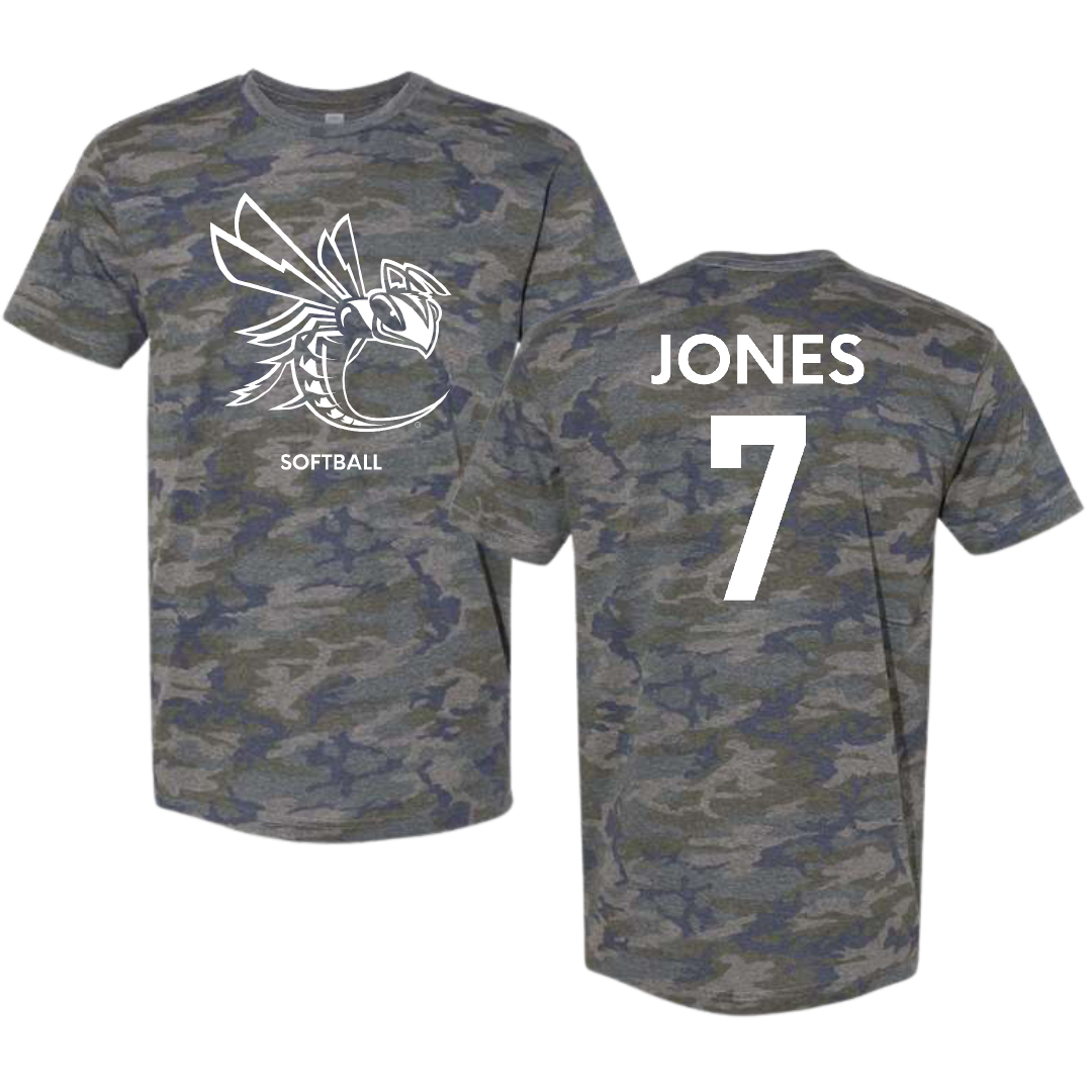Cedarville University Softball Vintage Camo Tee - #7 Madison Jones