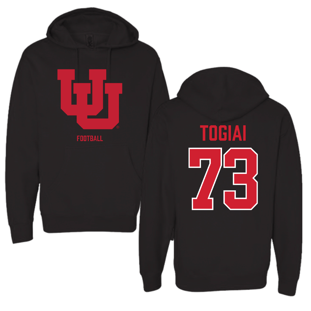 University of Utah Football Black Block Hoodie - #73 Tanoa Togiai