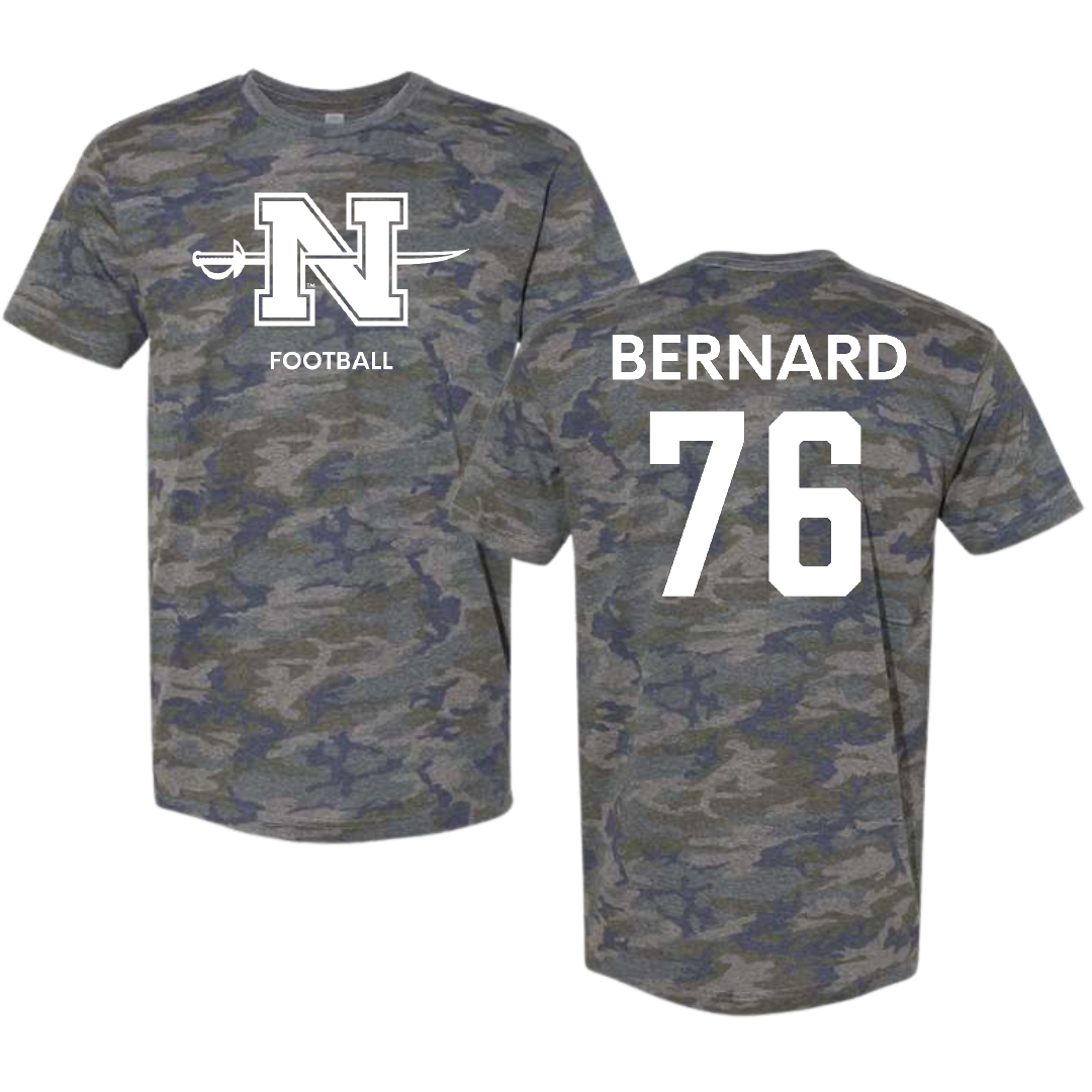 Nicholls State University Football Vintage Camo Tee - #76 Ryan Bernard