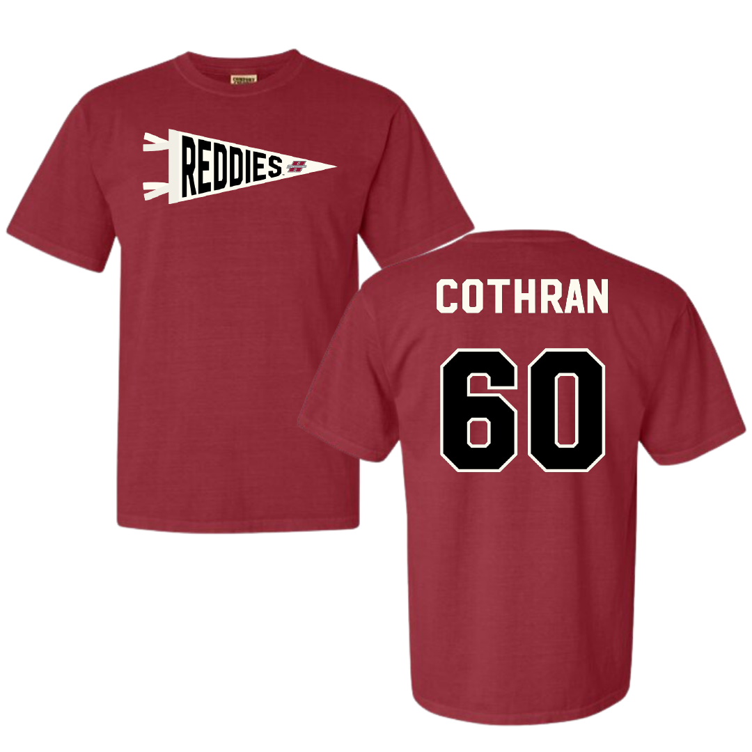 Henderson State University Football Crimson Pennant Comfort Colors Tee - #60 Isaac Cothran