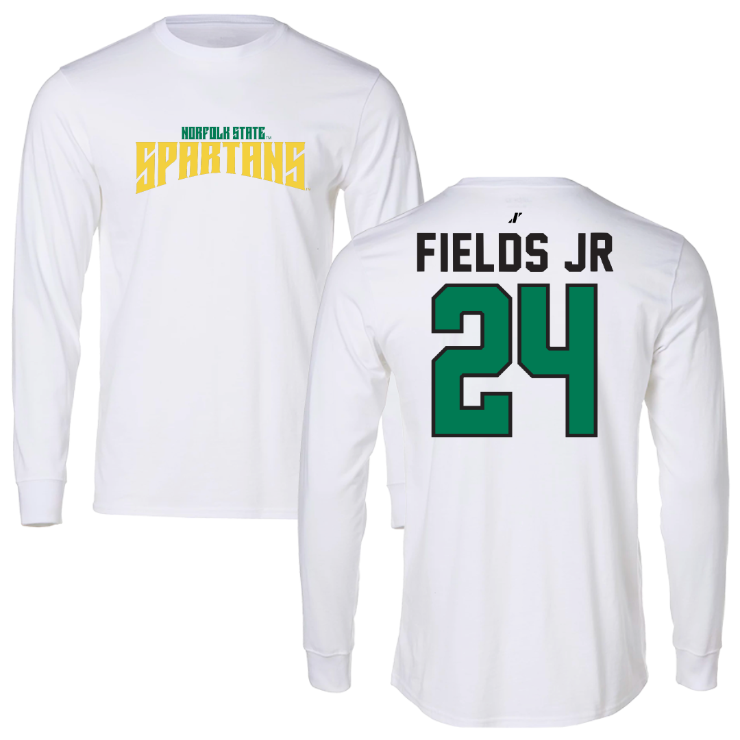 Norfolk State University Basketball White Classic Performance Long Sleeve - #24 Chris Fields Jr