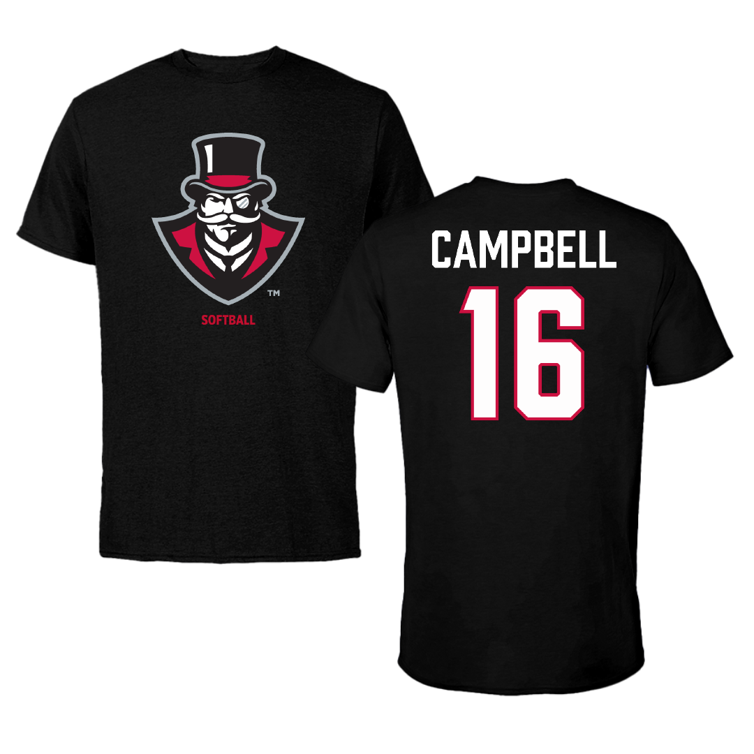 Austin Peay State University Softball Black Performance Tee - #16 Kylie Campbell