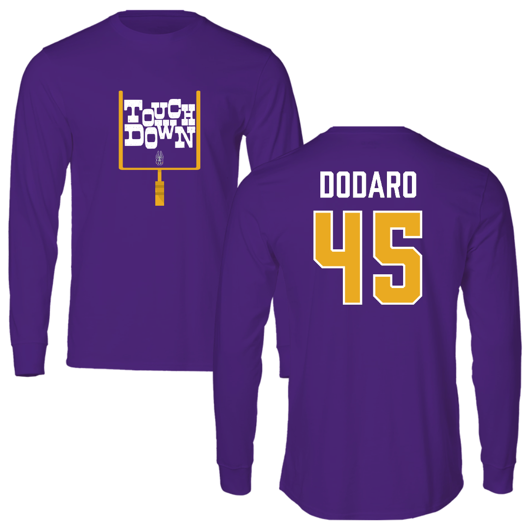 University at Albany Football Purple Touchdown Long Sleeve - #45 John Dodaro