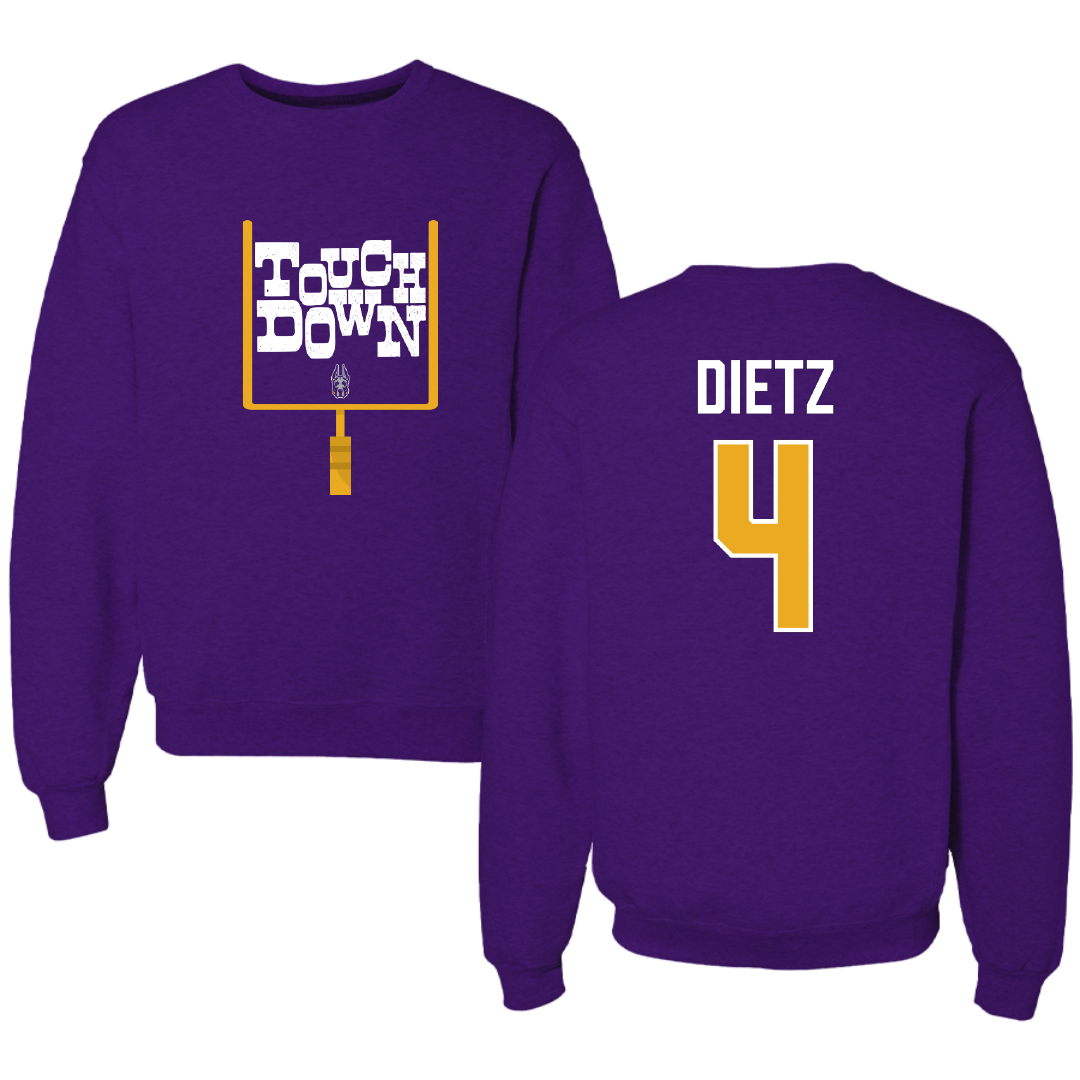 University at Albany Football Purple Touchdown Crewneck - #4 MarQeese Dietz