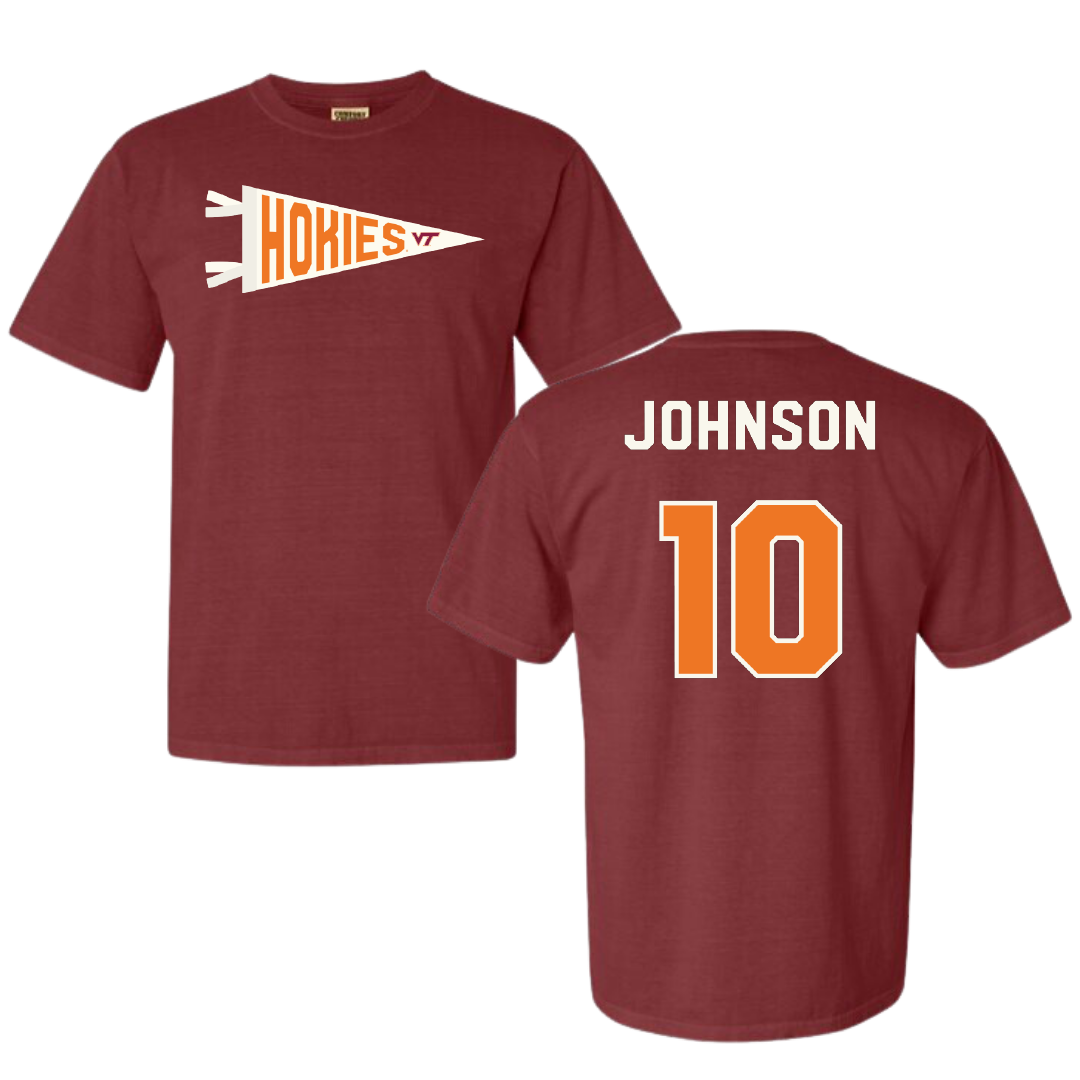 Virginia Tech Basketball Maroon Pennant Comfort Colors Tee - #10 Tyler Johnson