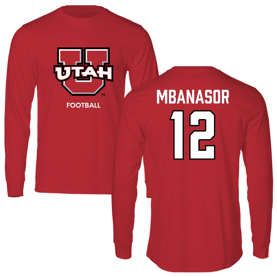 University of Utah Football Red Utes Long Sleeve - #12 Sidney Mbanasor