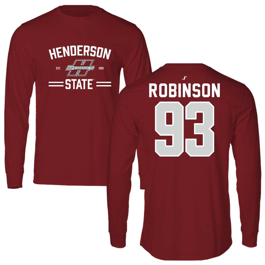 Henderson State University Football Cardinal General Long Sleeve - #93 Shaq'ke Robinson