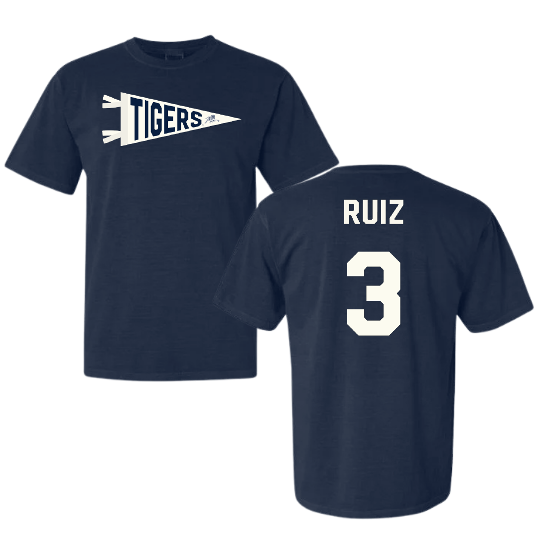 Jackson State University Softball Navy Pennant Comfort Colors Tee - #3 Amaya Ruiz