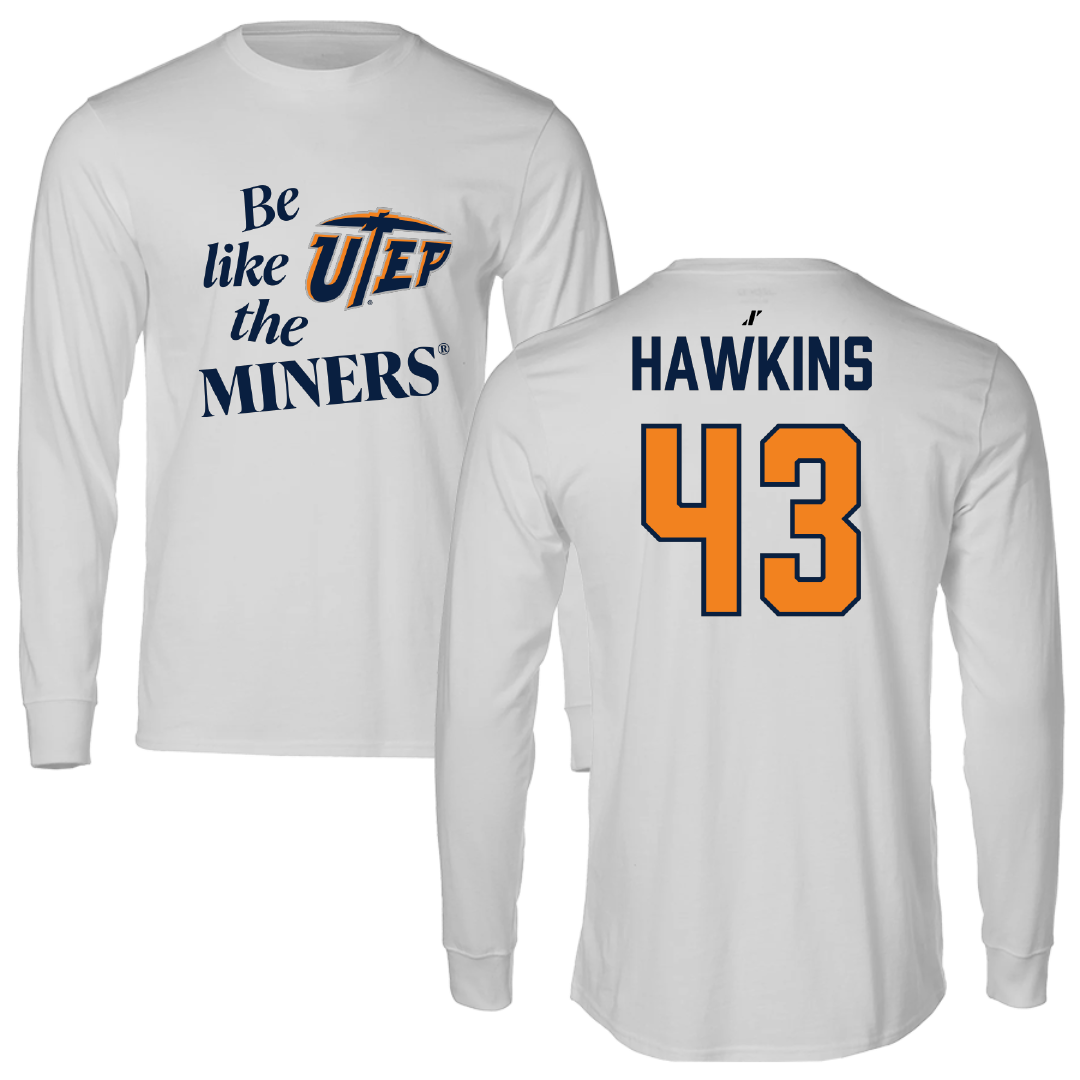 University of Texas at El Paso Football Light Gray Be Like Us Long Sleeve - #43 Garrett Hawkins