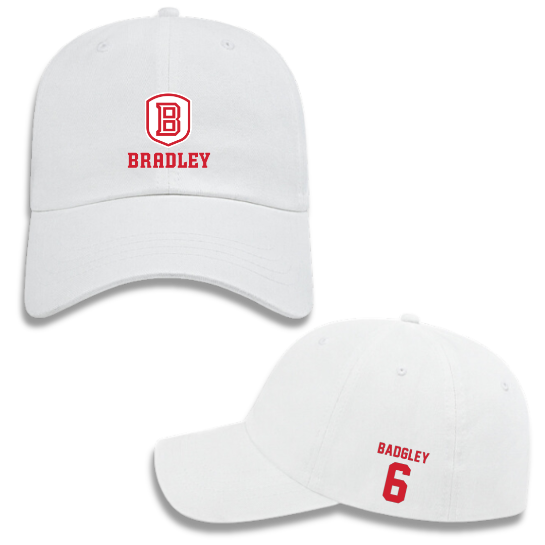 Bradley University Softball White Hat - #6 Abbott Badgley