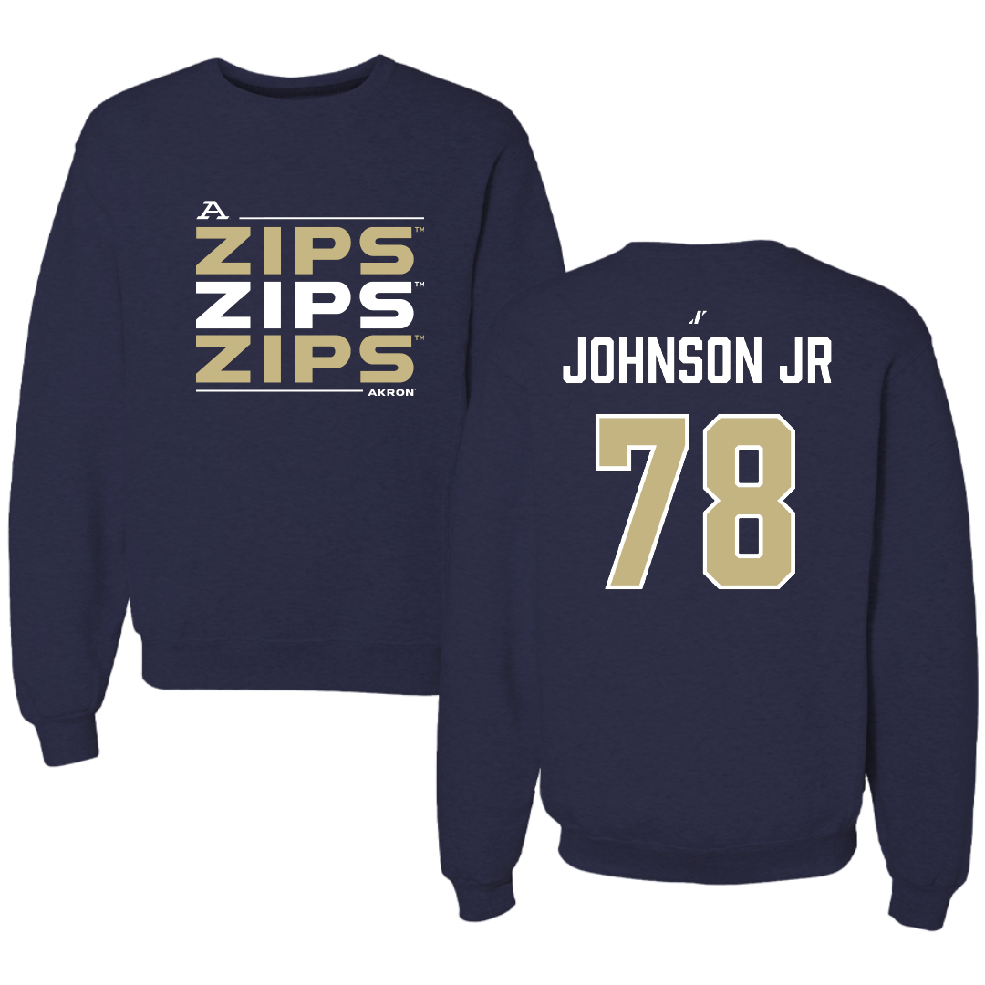University of Akron Football Navy General Crewneck - #78 DJ Johnson Jr