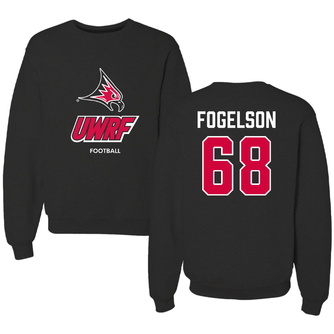 University of Wisconsin-River Falls Football Black Crewneck - #68 Blake Fogelson