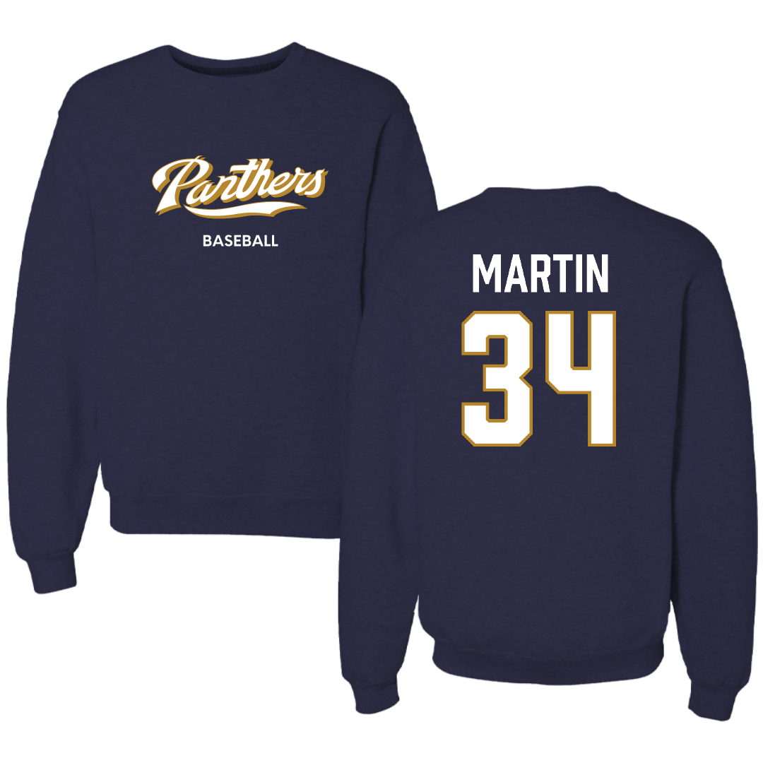 Florida International University Baseball Navy Panthers Crewneck - #34 Kevin Martin