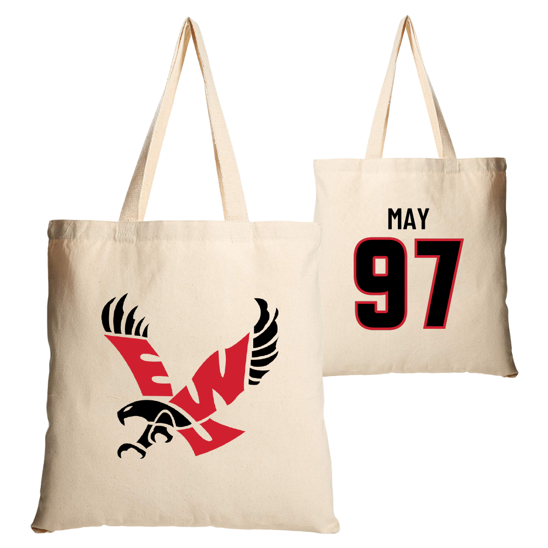 Eastern Washington University Football Tan Canvas Tote Bag - #97 Tariq May