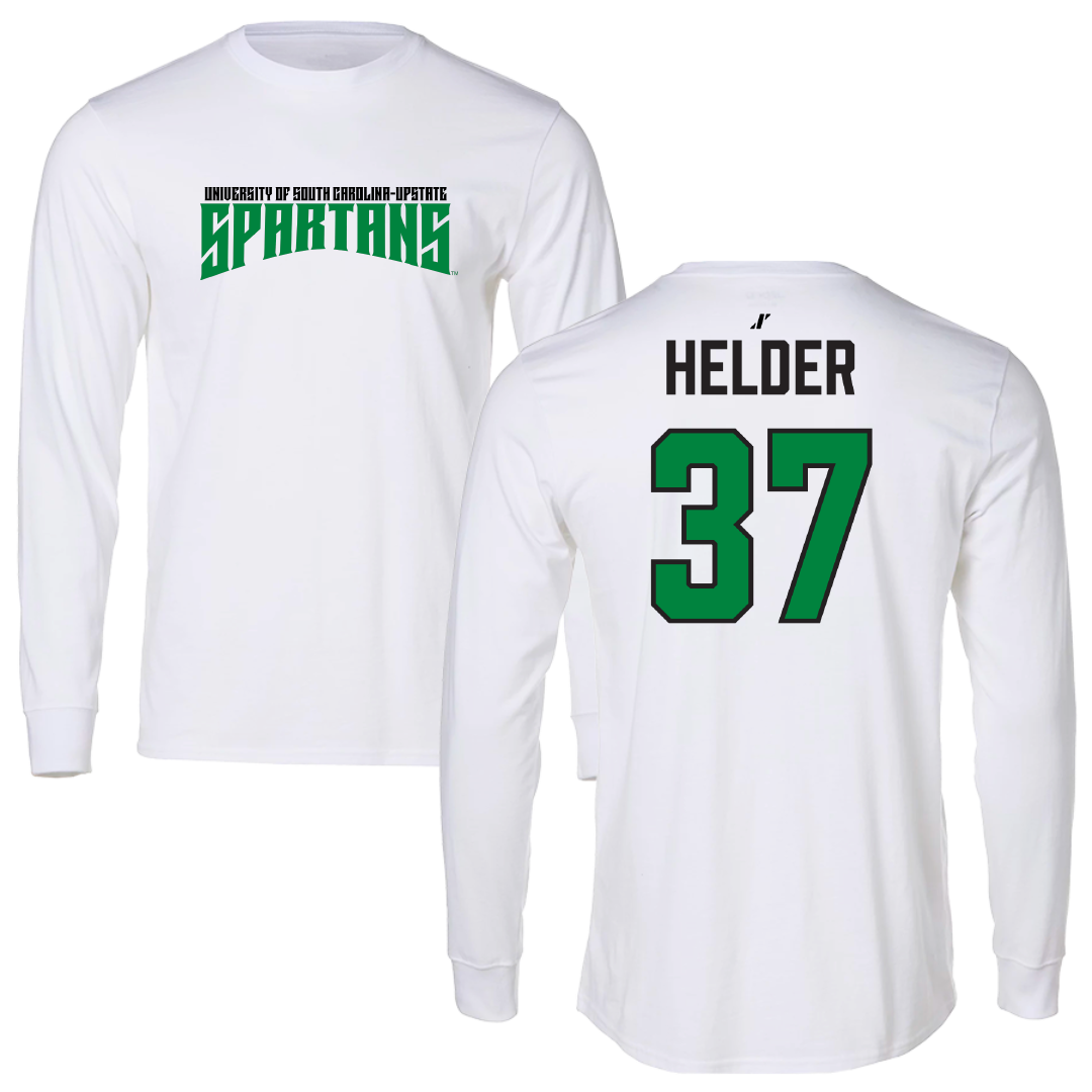 University of South Carolina-Upstate Baseball White Classic Performance Long Sleeve - #37 Gabe Helder