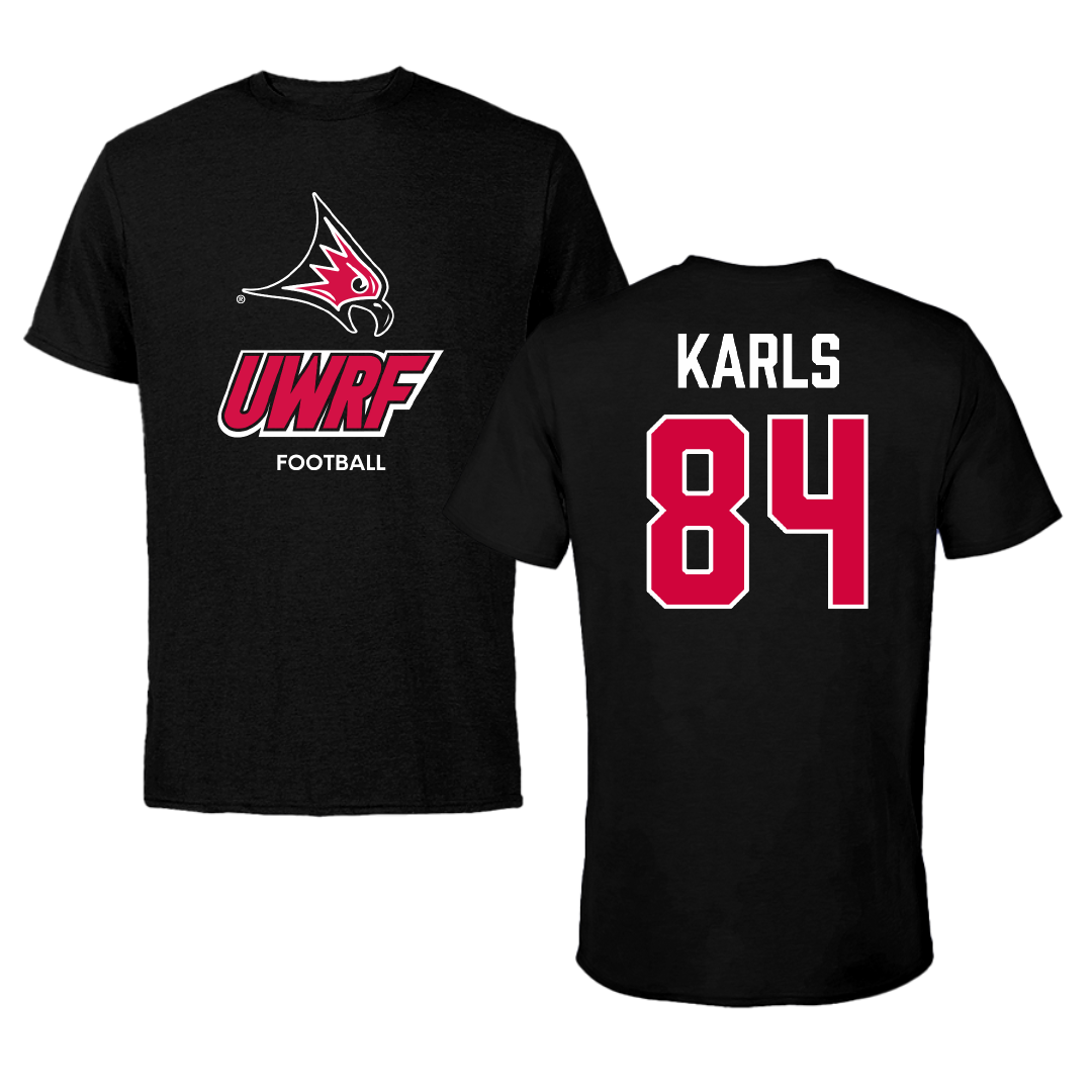 University of Wisconsin-River Falls Football Black Tee - #84 Andrew Karls