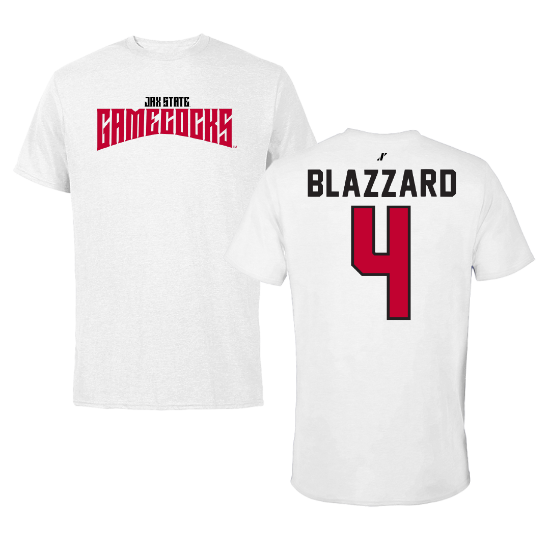 Jacksonville State University Volleyball White Classics Performance Tee - #4 Morgan Blazzard