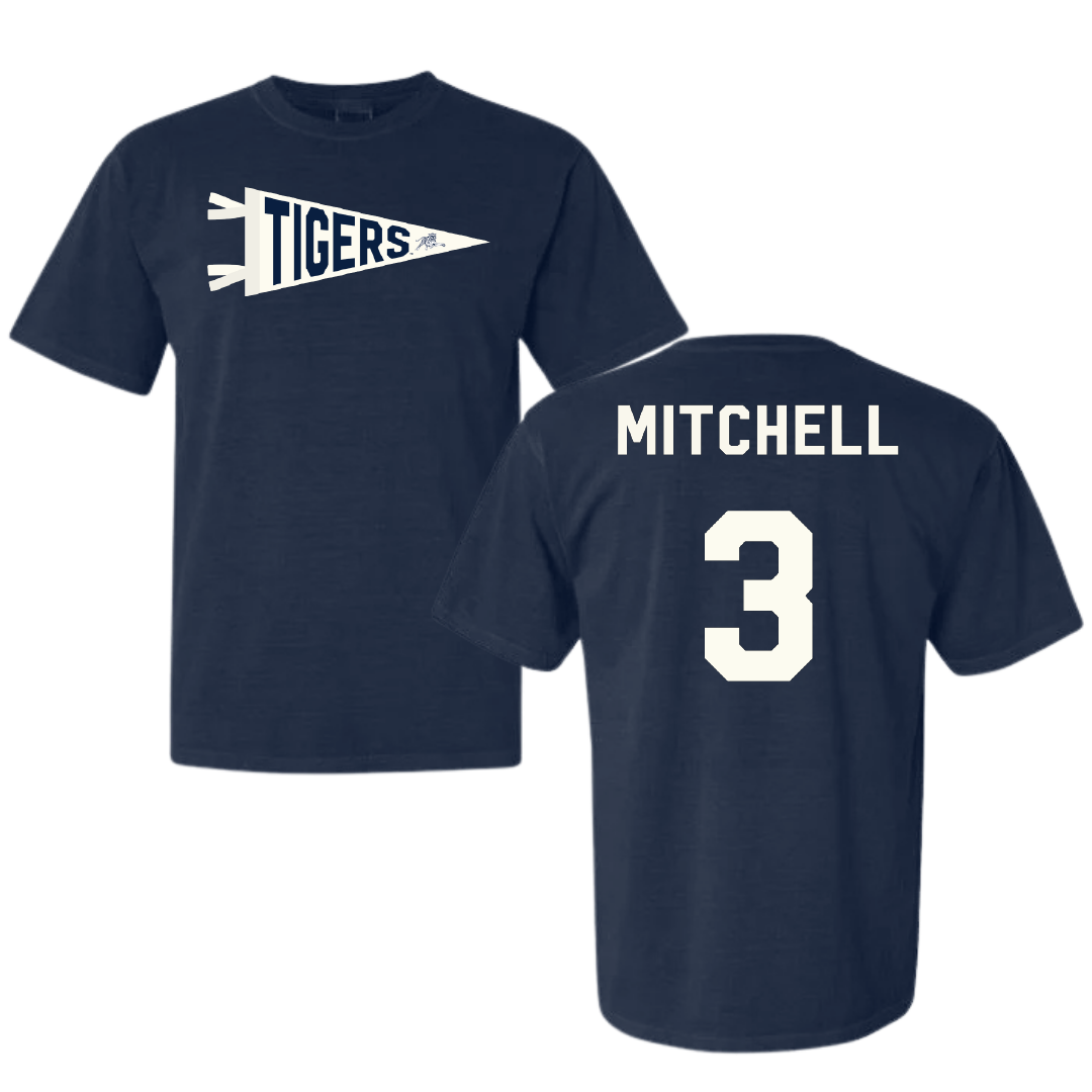 Jackson State University Basketball Navy Pennant Comfort Colors Tee - #3 Jayme Mitchell
