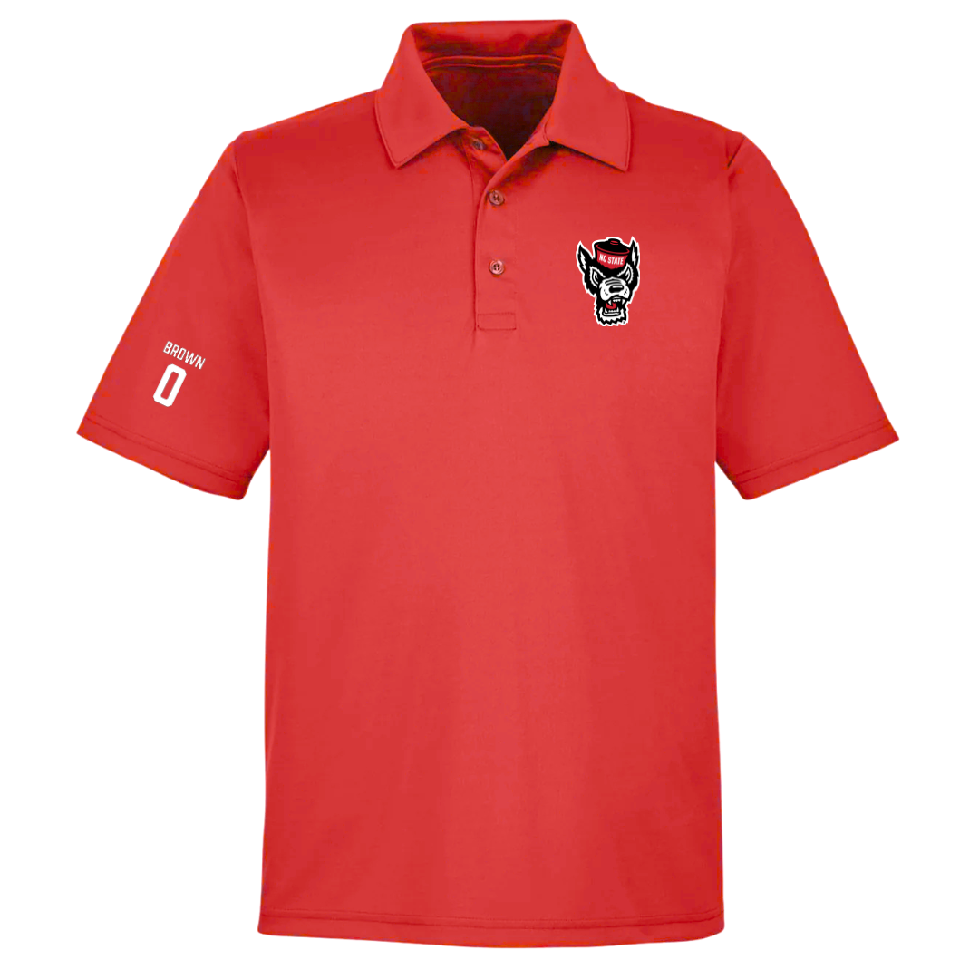 North Carolina State University Football Red Polo - #0 Sean Brown